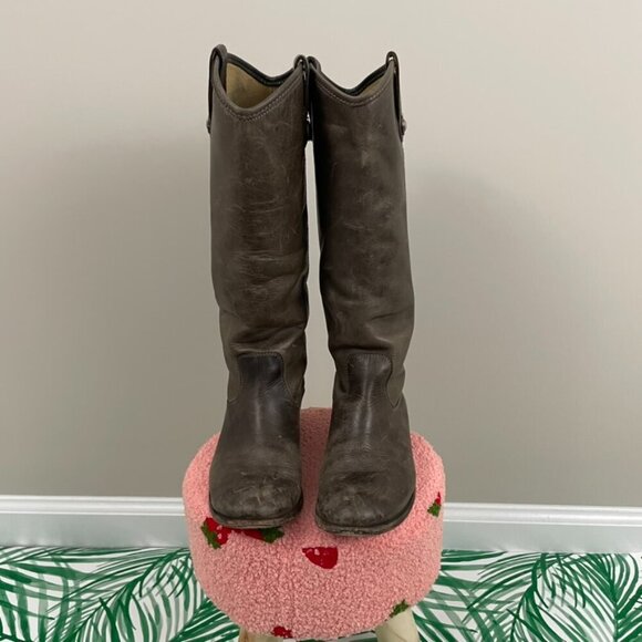 Frye Melissa Button Distressed Leather Knee-High Riding Boots Size 6.5 - Picture 2 of 12